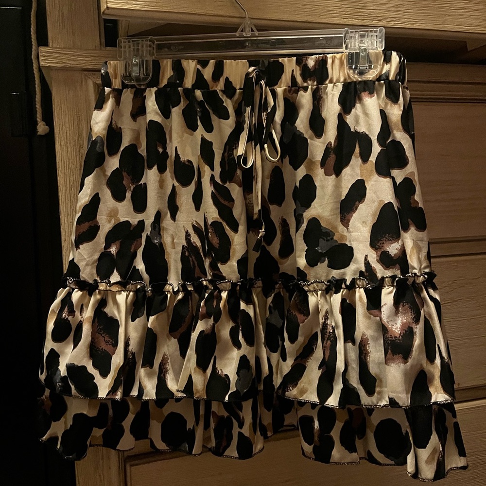 Leopard Print Ruffle Skirt